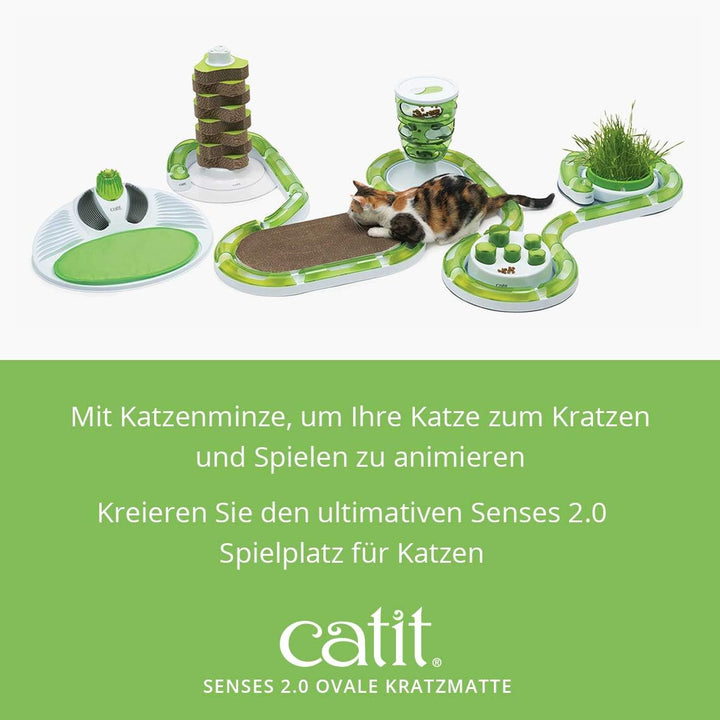 Catit ovaler Scratcher, Kratzbrett aus Pappe, interaktives Spielzeug für Katzen, Kratzspielzeug für