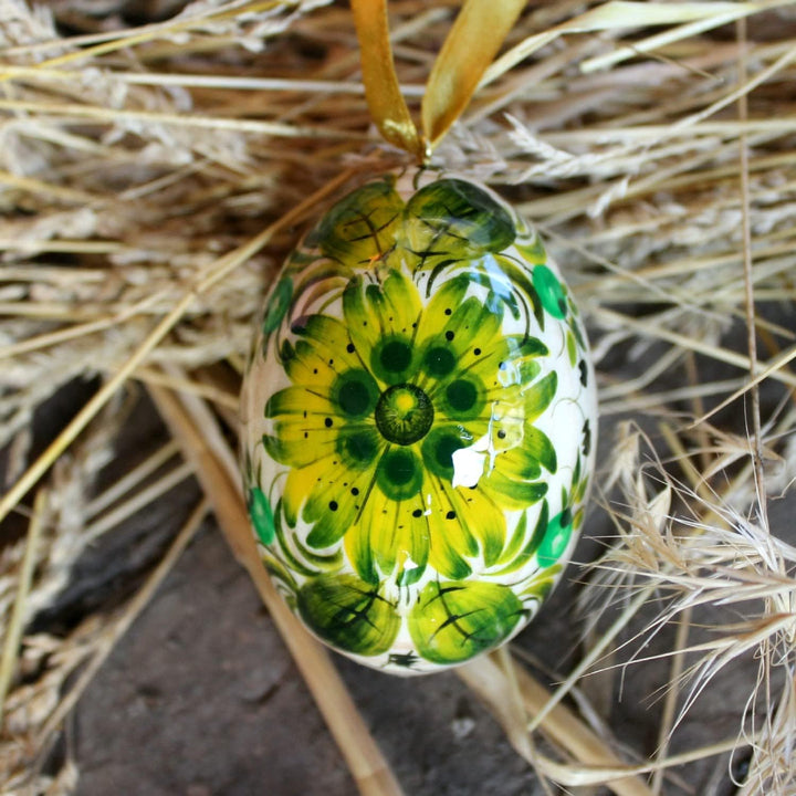 Petrykiwka Bemaltes Osterei Aus Holz 6-6,5 Cm Kunstvoll Handgefertigt Rustikale Ukrainische Ostereie