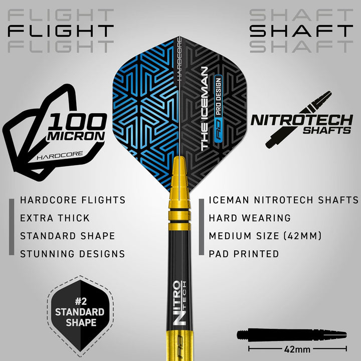 RED DRAGON Gerwyn Iceman Price Avalanche Pro Gold Premium Tungsten Darts Set mit Flights und Stielen