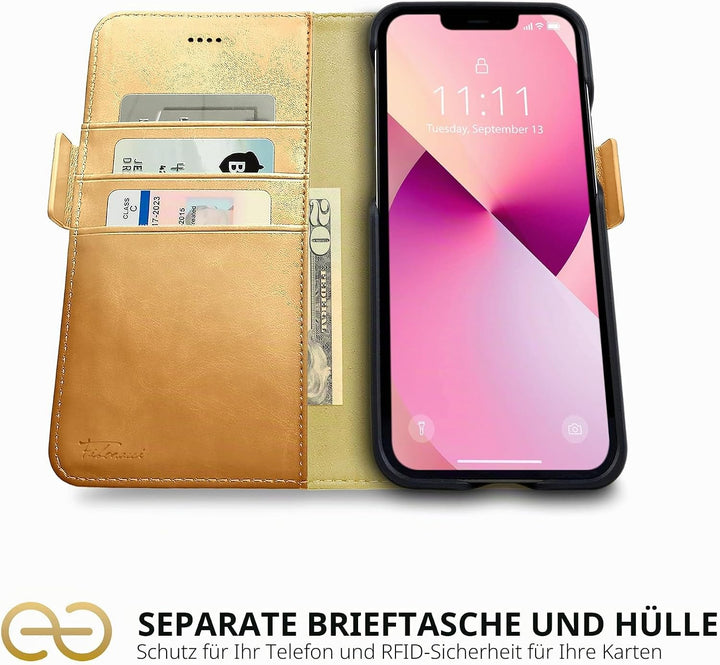 Dreem Fibonacci iPhone 13 Brieftaschen-Etui / 2-in-1 stossfestes Etui und abnehmbares Folio aus vega