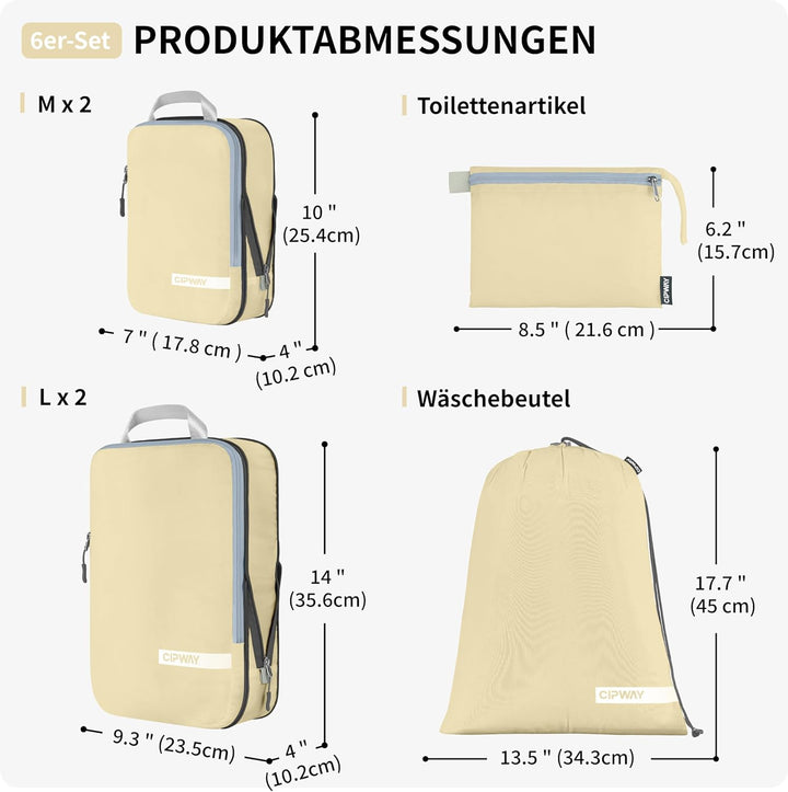 Cipway Kompressions Packwürfel Set für Reisen, Ultraleichter Erweiterbarer Verpackungsorganizer für