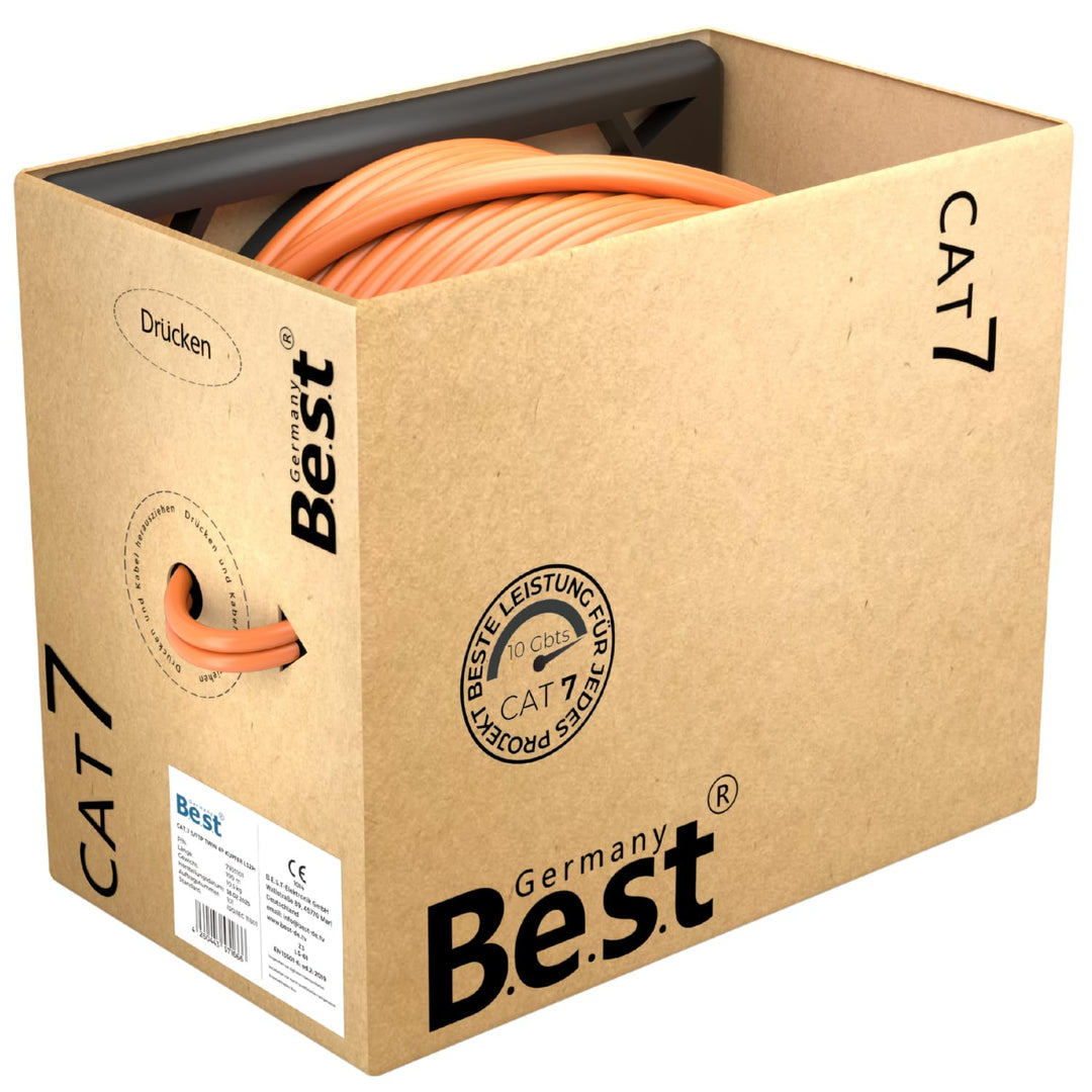 CAT 7 Verlegekabel 100m Duplex Best Gigabit Netzwerkkabel Kupfer LAN 1000Mhz S/FTP Kat 7, 100m