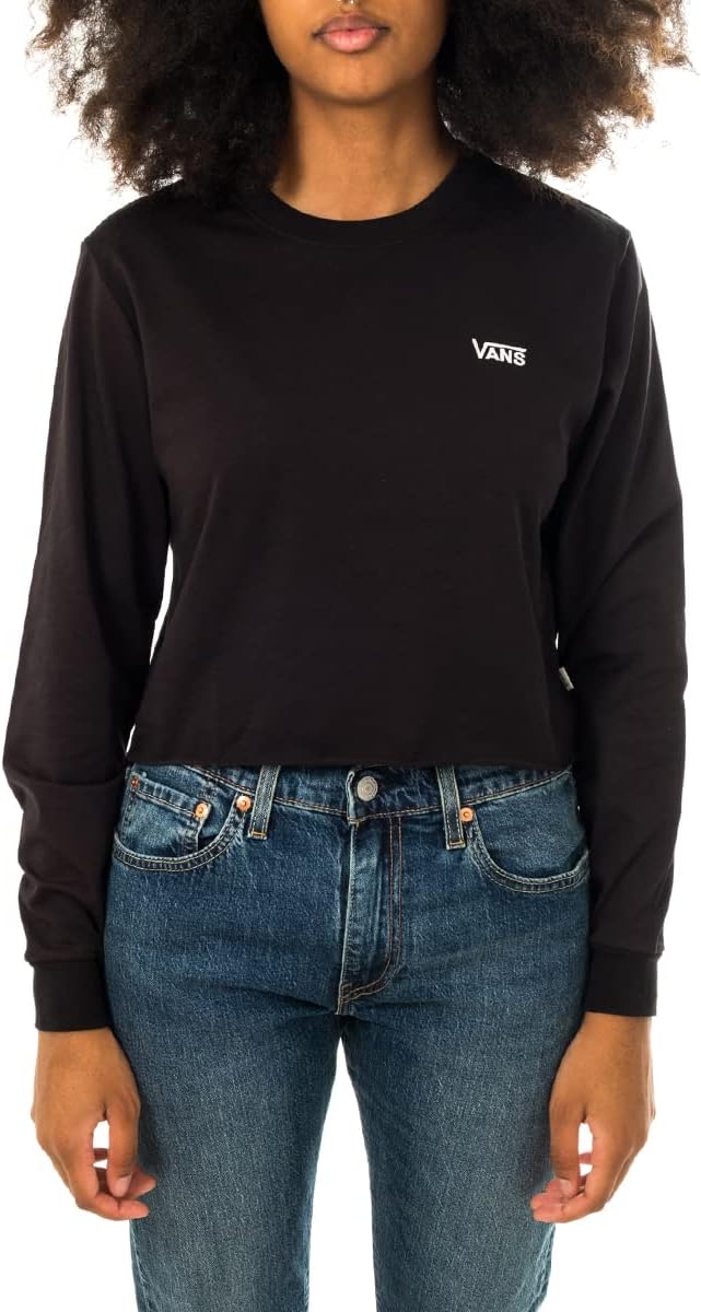 Vans T-Shirt Donna Wm Junior V Ls Crop Vn0a4ouqblk L Schwarz, L Schwarz