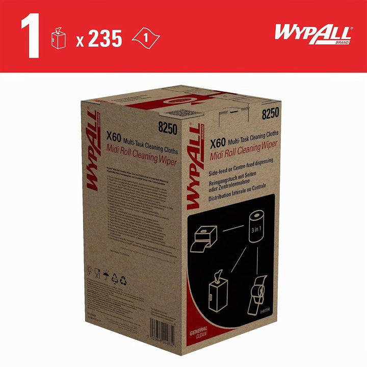 WypAll X60 General Clean Multi-Task Reinigungstücher 8250 – 2-in-1 Midi-Rollenreinigungssystem – 1 b