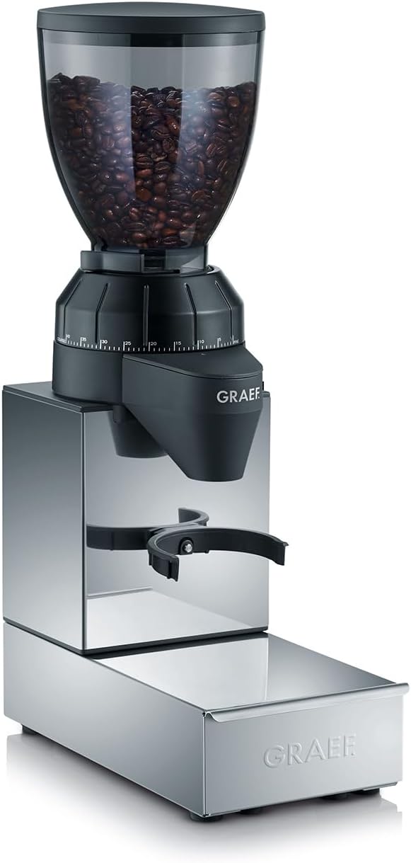 GRAEF Kaffeemühle CM850, Kegelmahlwerk aus Edelstahl, 40 Mahlgradeinstellungen, abnehmbarer 350g Kaf