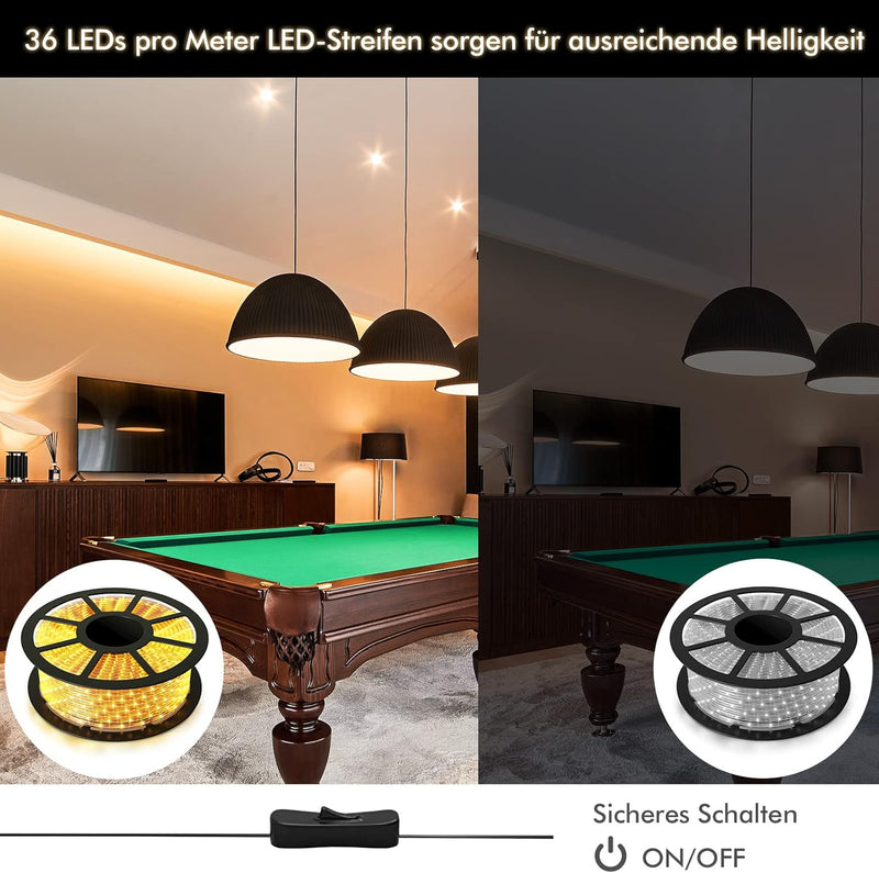 RELAX4LIFE 30 m LED Streifen, Lichtband mit 1080 LEDs & Stecker, Wasserdicht, Lichterschlauch für Au