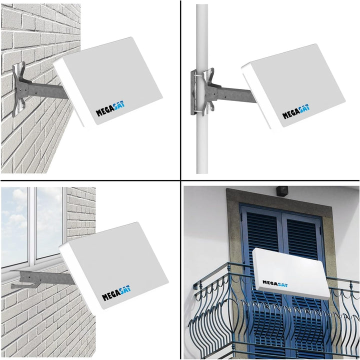 netshop 25 Set: Megasat Flachantenne Profi Line H30 D4 Quad inkl. Fensterhalterung + 50m Kabel + 4X