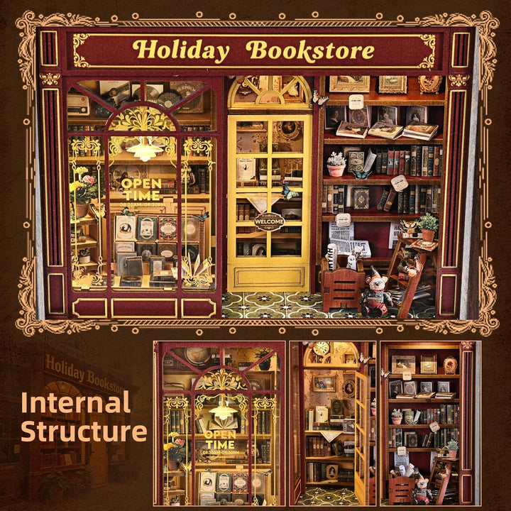 Book Nook Kit, DIY Miniatur Haus Puppenhaus Bausatz Bücherregal Deko für Jugendliche und Erwachsene（
