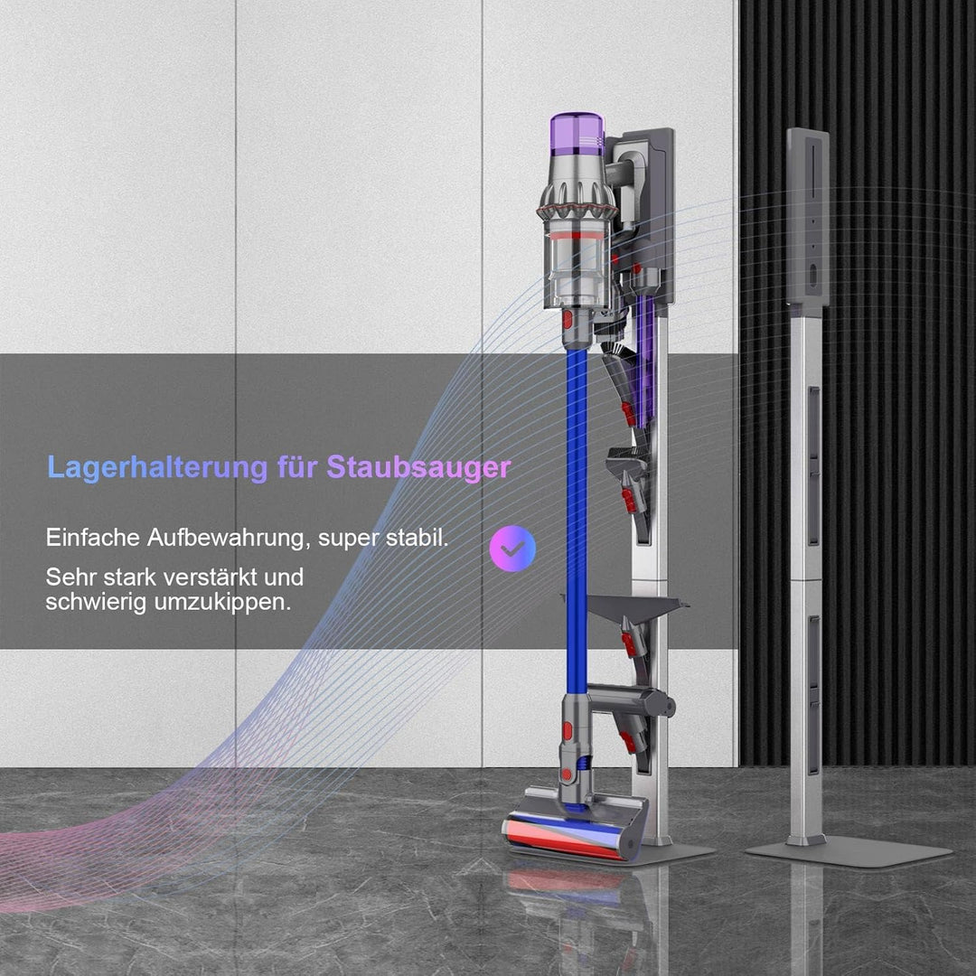 Staubsauger-Ständer mit klappbaren Aufbewahrungshaken & robuster Carbonstahl-Basis – Bohrfreie Monta