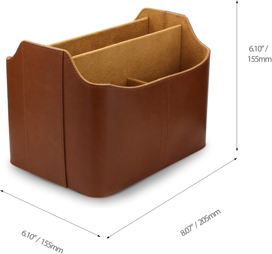 Londo Leder Fernbedienung Organizer und Halter mit Tablet Fach, Fernbedienungshalter (Hellbraun) &amp; L