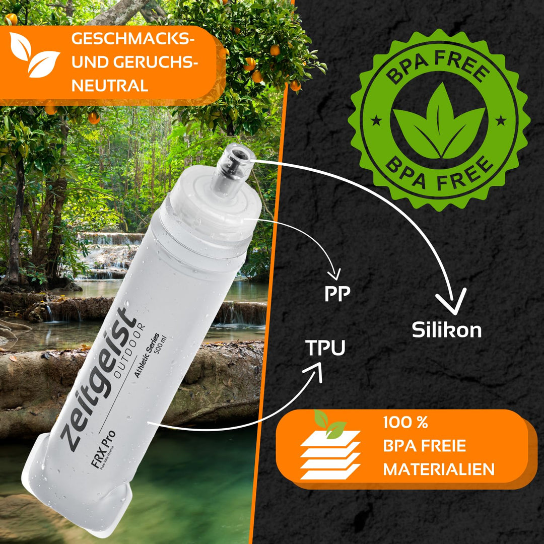 Soft Flask 500 ml FRX Pro (2er Set) Laufflasche TPU, BPA-frei, Faltflasche, faltbare Trinkflasche fü