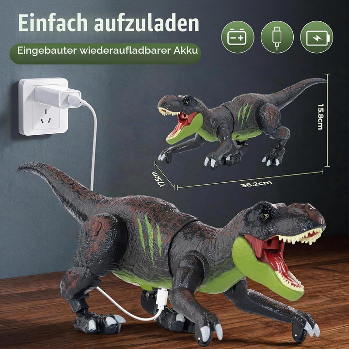 LEAPRCSTORE Ferngesteuertes Dinosaurier Spielzeug für Kinder mit Sprühen grün, grün
