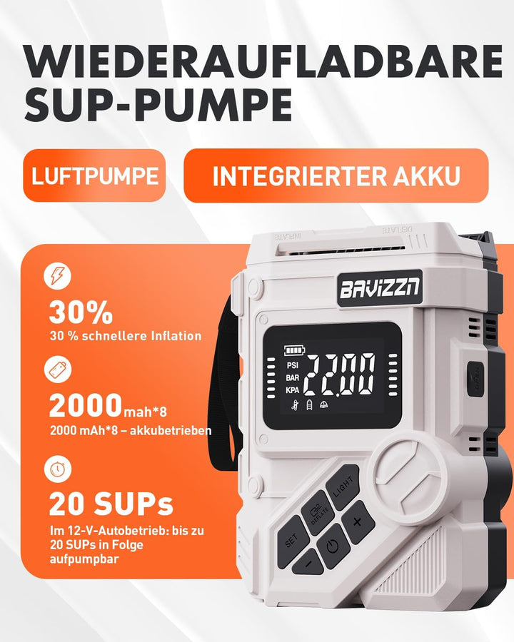 Sup Pumpe Elektrische Akku 22PSI Elektrische Sup pumpe Mit Akku 59.2WH 12DC Typ-C-Anschluss Inflator