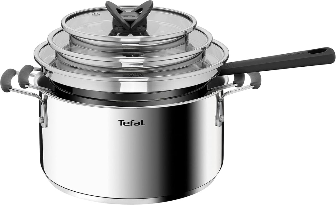 Tefal G7376S Opti'Space Topfset 6-teilig | Stielkasserolle 16 cm (inkl. Deckel) | Kochtöpfe 20/24 cm