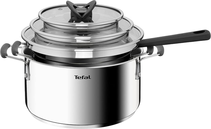 Tefal G7376S Opti'Space Topfset 6-teilig | Stielkasserolle 16 cm (inkl. Deckel) | Kochtöpfe 20/24 cm