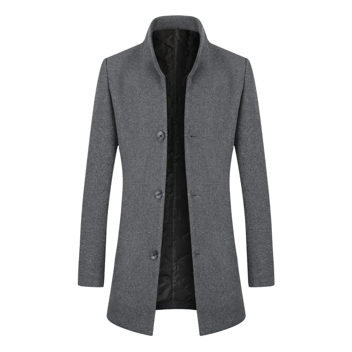 Allthemen Wintermantel Herren Wollmantel Lang Slim Fit Herrenmantel mit Stehkragen Business Coat für