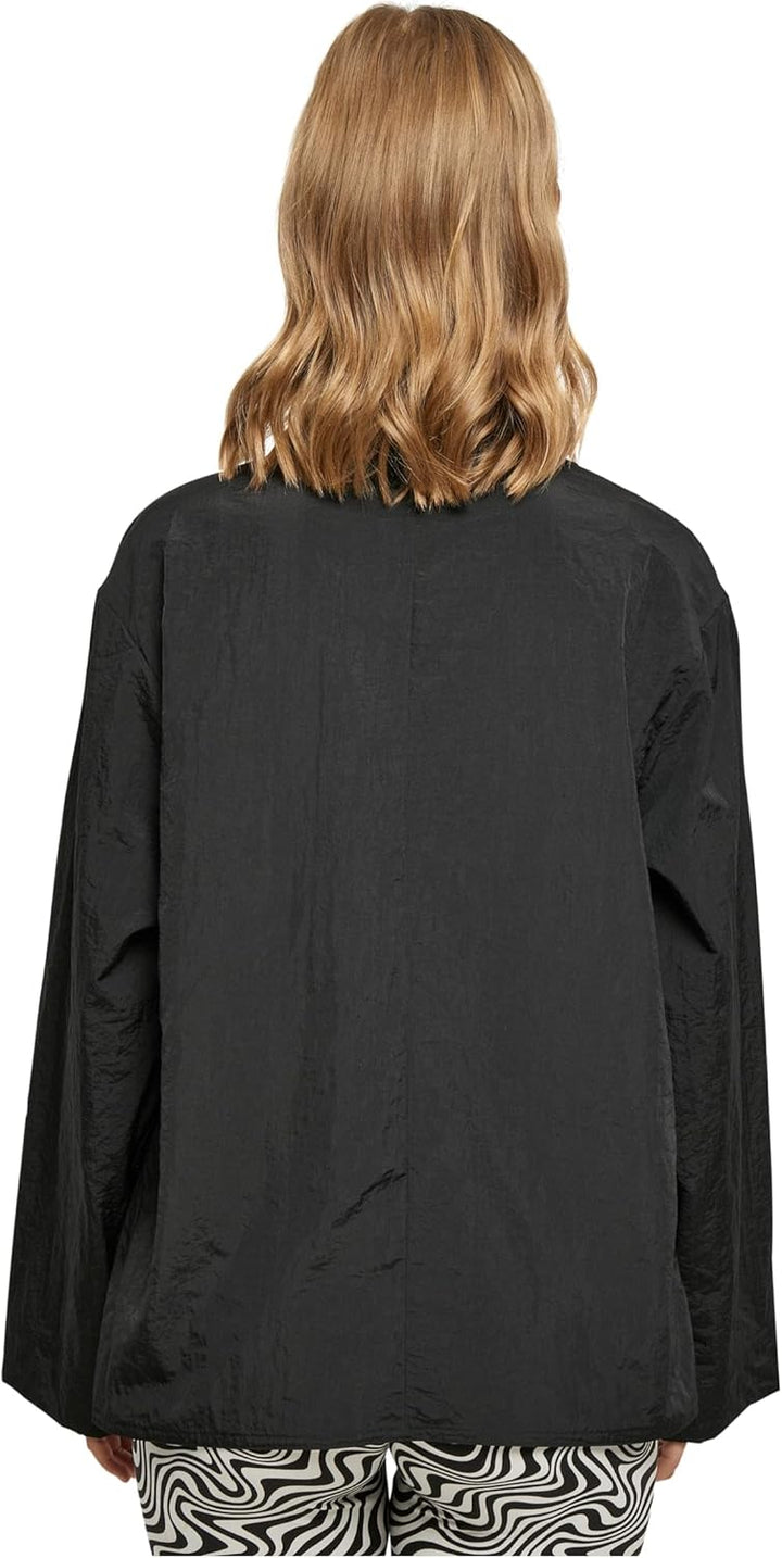 Urban Classics Damen Ladies Oversized Crinkle Nylon Blazer S Schwarz, S Schwarz