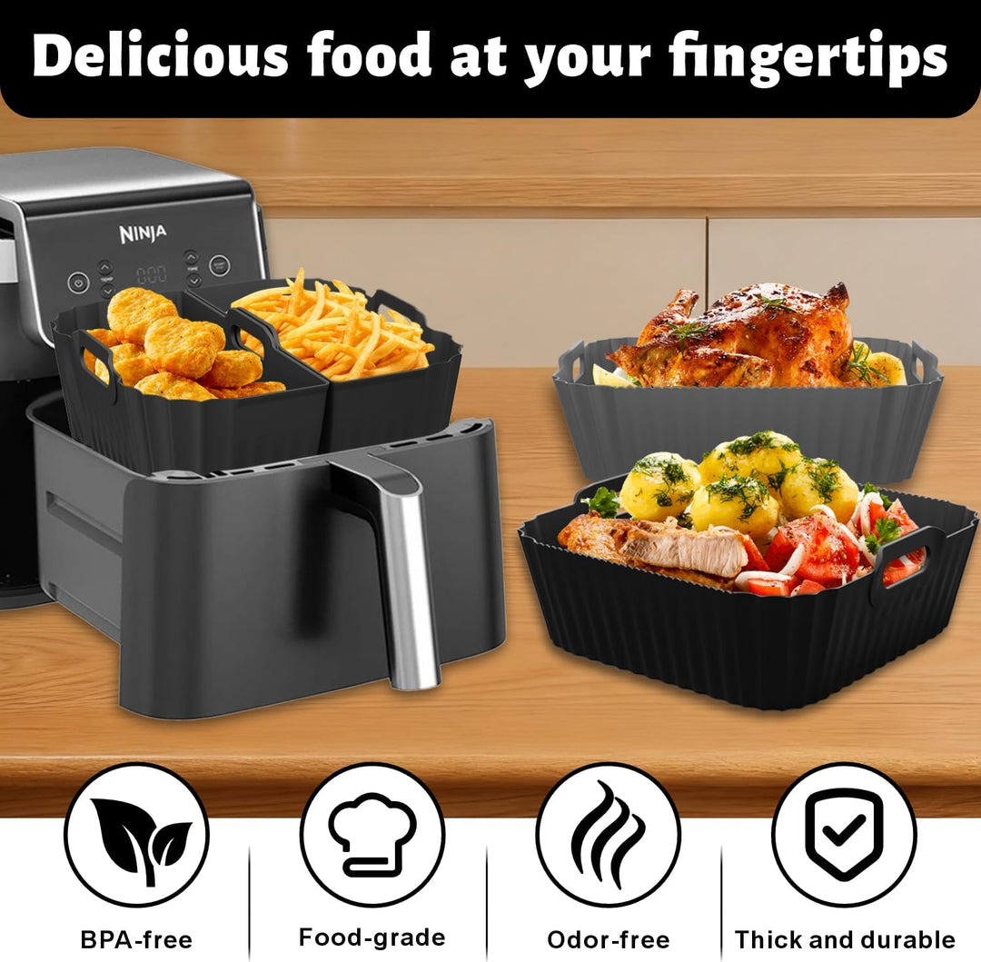 4 Stück Airfryer Silikonform für Heissluftfritteuse, Air Fryer Zubehör Wiederverwendba Silikon Einsa