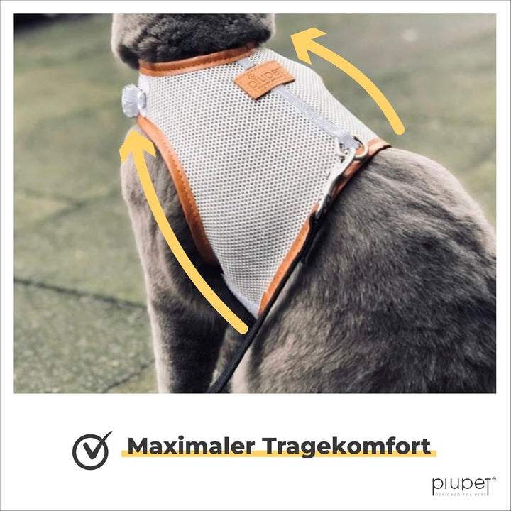 PiuPet® Katzengeschirr (M) mit 1,2m Leine I ausbruchsicher I Geschirr Katze I Katzengeschirr ausbruc