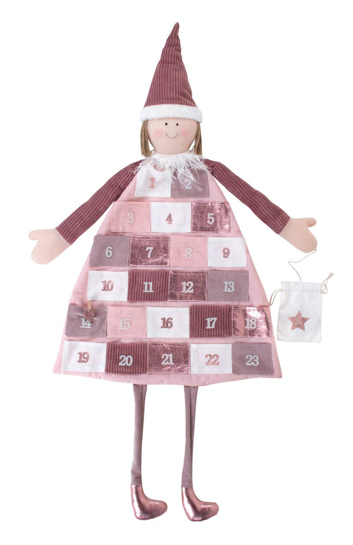 Rayher 46455258 Adventskalender zum Befüllen, Stoff, rosé, 118 x 53 cm, Adventskalender Kinder, Adve
