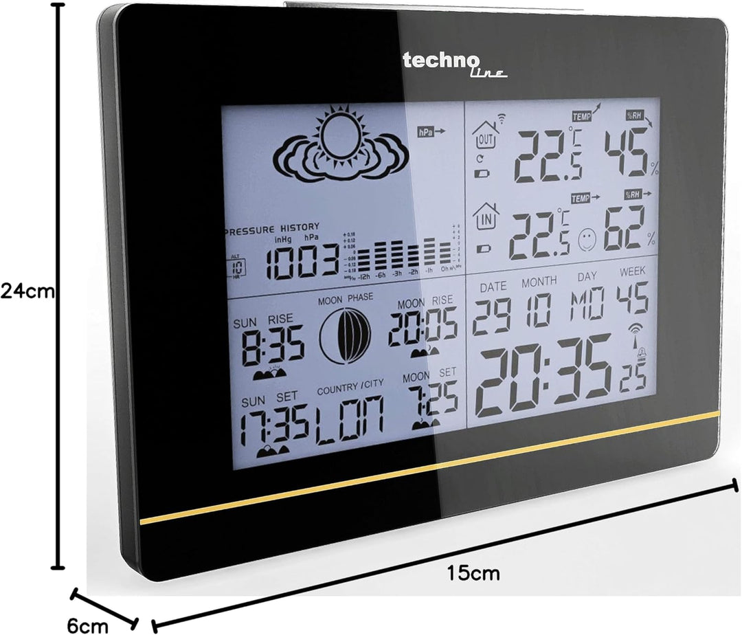 Technoline WS 6750 moderne Wetterstation mit Vorhersage von Wettersituation und Anzeige von Mondphas