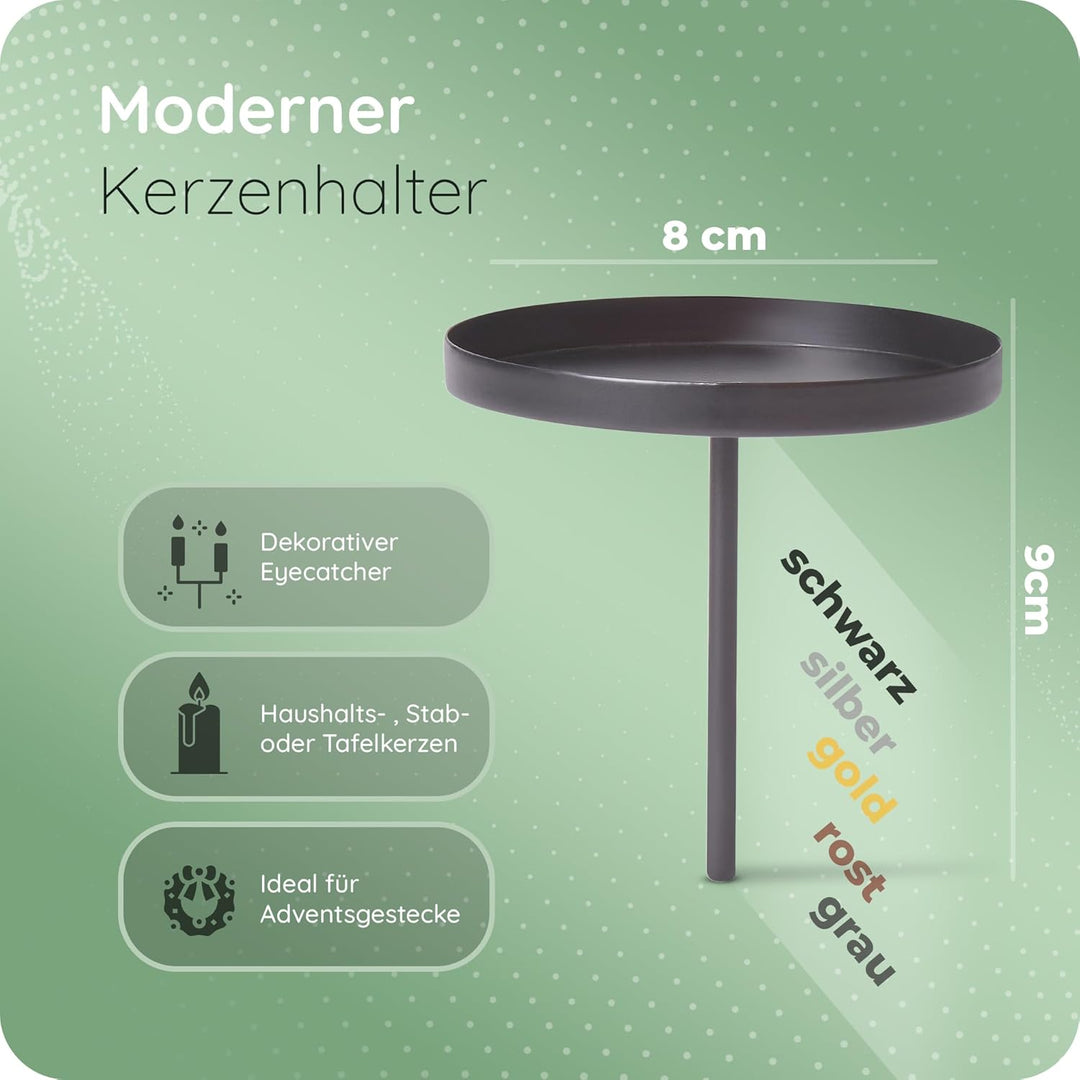 Novaliv 12x Kerzenpick Flach, 6,5 cm SCHWARZ Kerzenhalter für Adventskranz Kerzenpin Weihnachtskranz