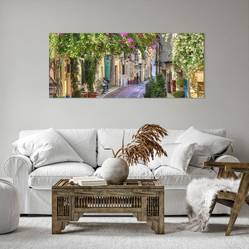 Wandbilder Dekoration Wohnzimmer Strasse dekoration blumen griechenland Bilder auf Leinwand 120x50cm