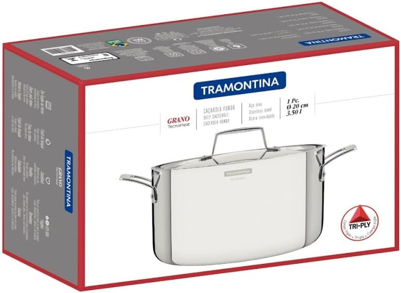 Tramontina GRANO Fleischtopf, ø 24 cm 5,8 Liter, Edelstahl, Induktion, ofenfest 24 cm (5.8l), 24 cm