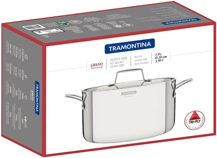 Tramontina GRANO Fleischtopf, ø 24 cm 5,8 Liter, Edelstahl, Induktion, ofenfest 24 cm (5.8l), 24 cm