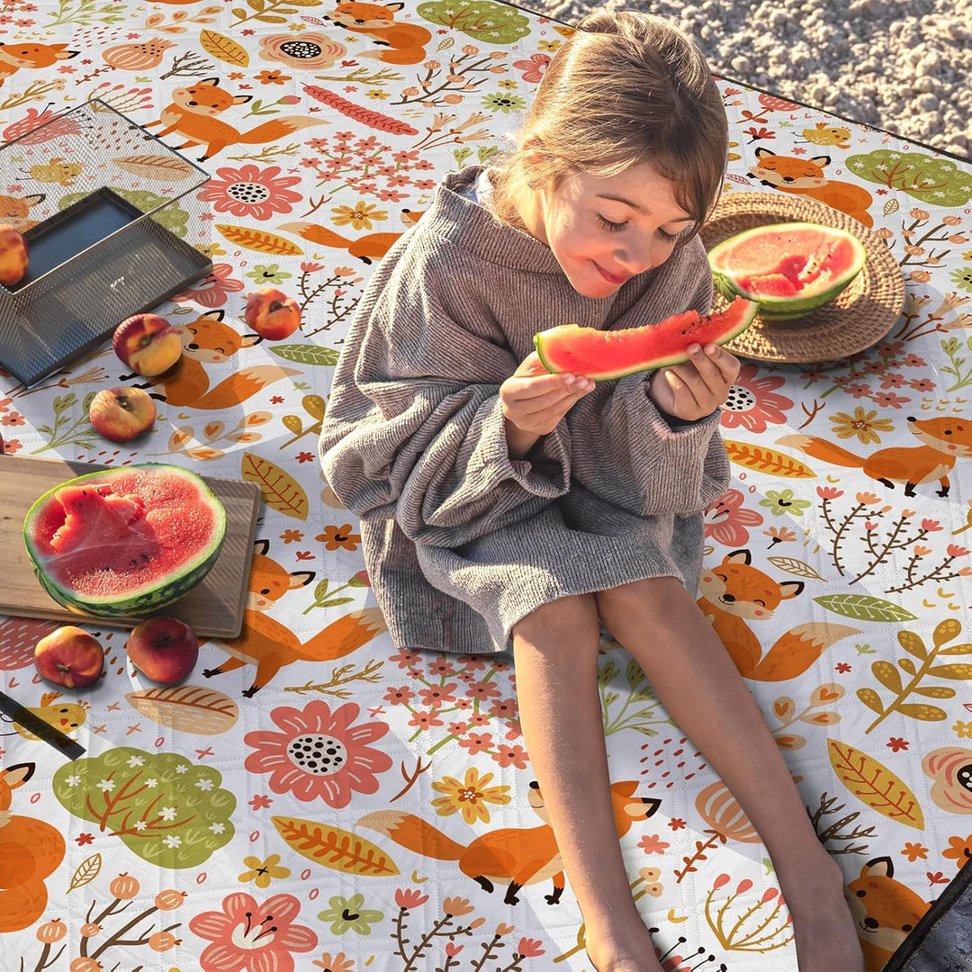 Kinder Picknickdecke Wasserdicht Faltbar, 200x200cm Tragbare Strandmatte Tier Maschine Waschbar, Gro