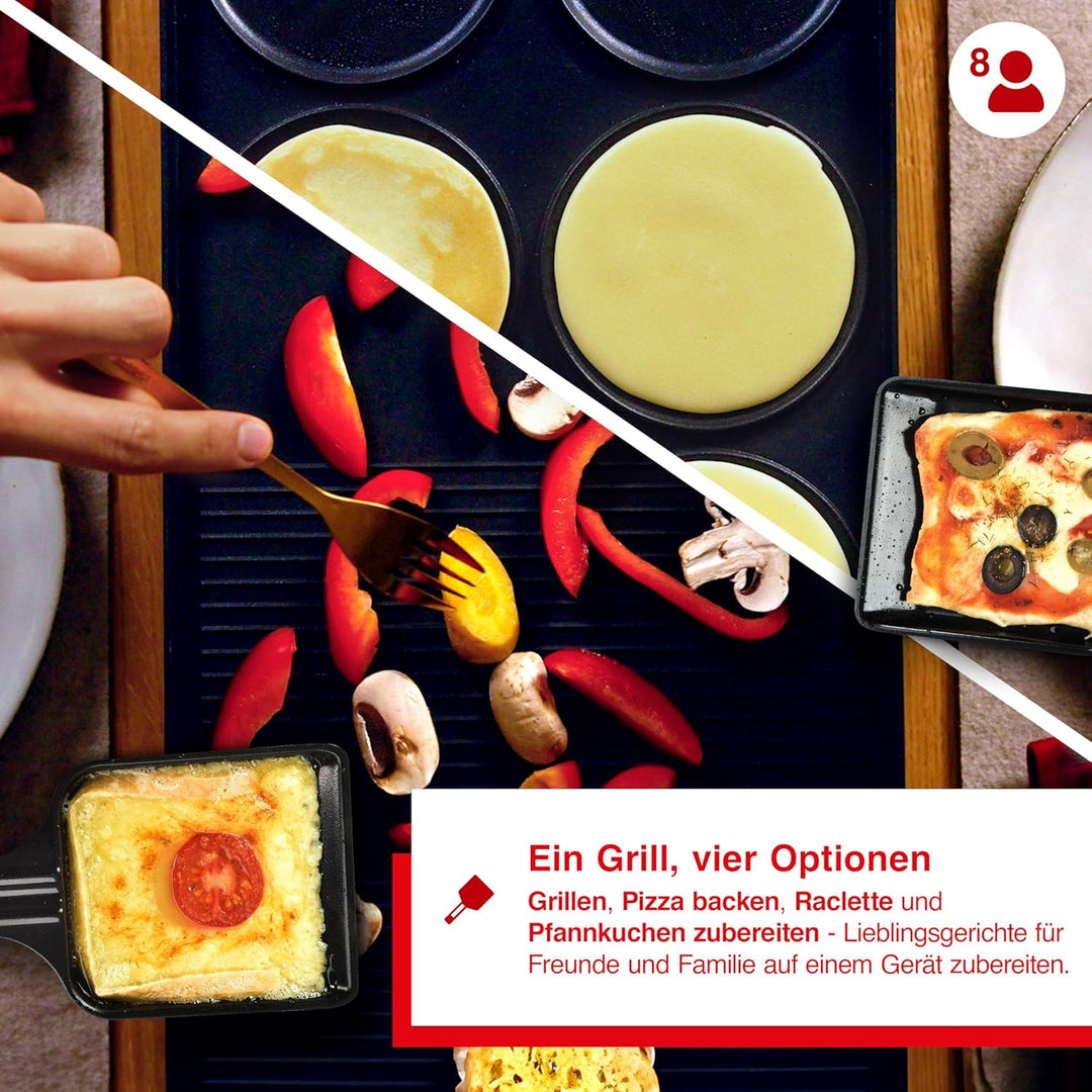 Solis Raclette Tischgrill 4-in-1 mit Grillplatte & Crêpe-Funktion – 1200W Ober- & Unterhitze, Antiha