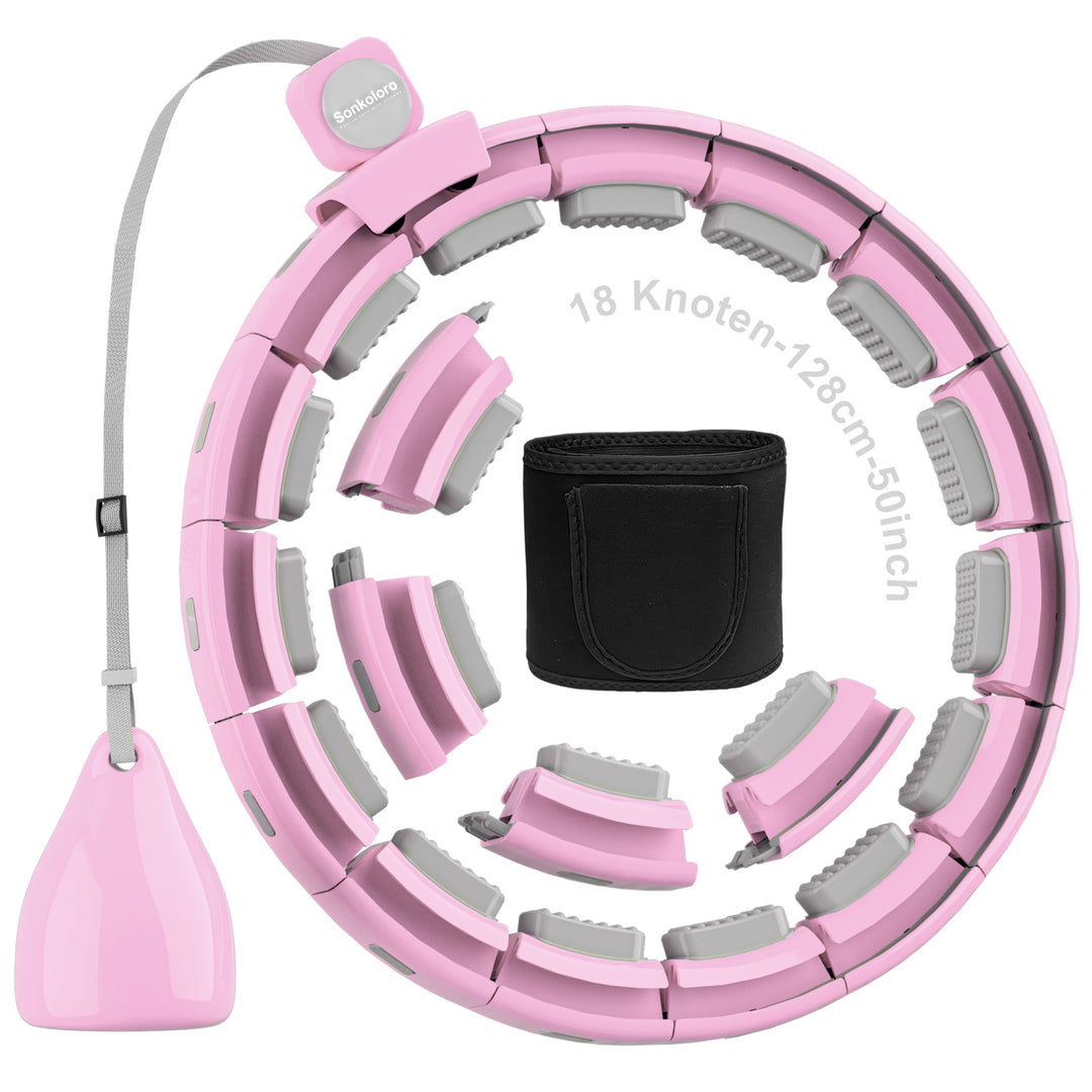 Smart Fitness Hoop Reifen mit Taillenband für Erwachsene &amp; Anfänger – Leiser Hula-Hoop zum Abnehmen,