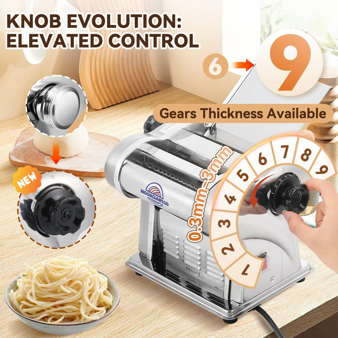 Moongiantgo Nudelmaschine Elektrische Edelstahl, Pastamaschine, Nudelmaker mit 2 Klingen von 1,5 mm