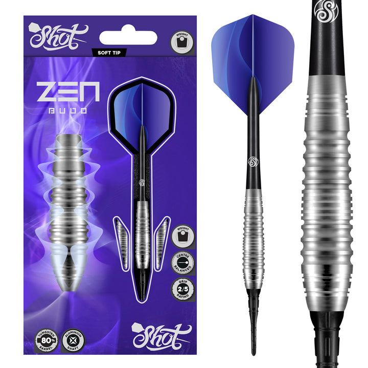 Shot! Darts Zen Budo 80% Tungsten Pro Throwing Darts Soft Tip Set, Professional – Made in New Zealan