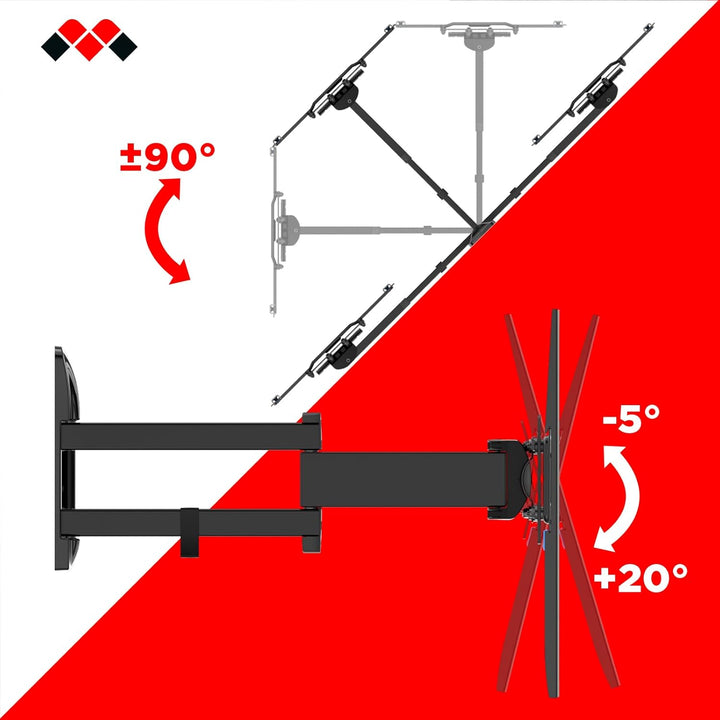 Meliconi Space System FULLMOTION 400, TV-Wandhalterung mit Arm und Doppelrotation, Wandhalterung für