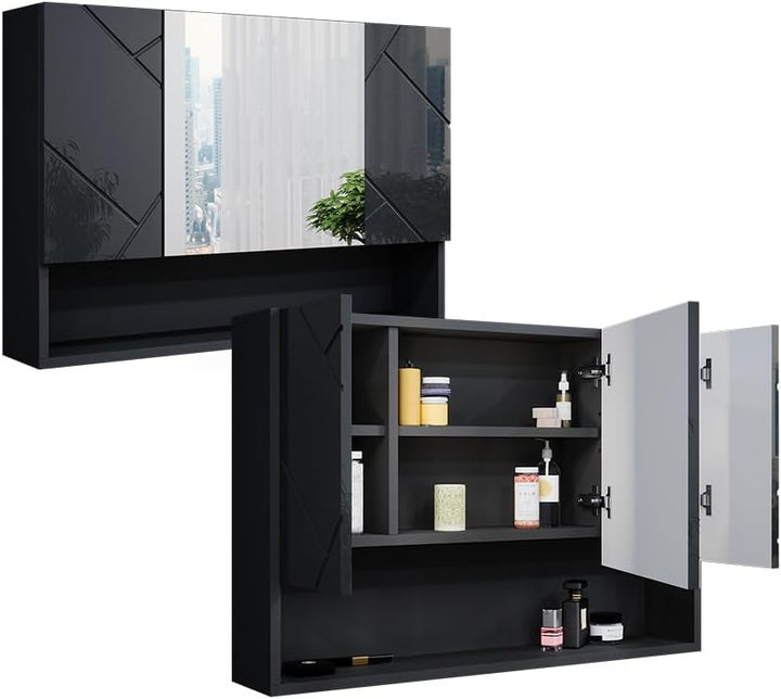 Vicco Bad Spiegelschrank Irma, Anthrazit Hochglanz, 80 x 55 cm