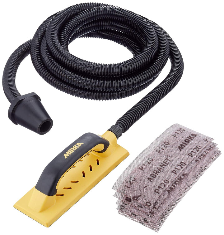 Mirka Handy Handschleifer Starter-Kit, mit Bügelgriff und Klett, 5 x Mirka Abranet® Netz-Schleifstre