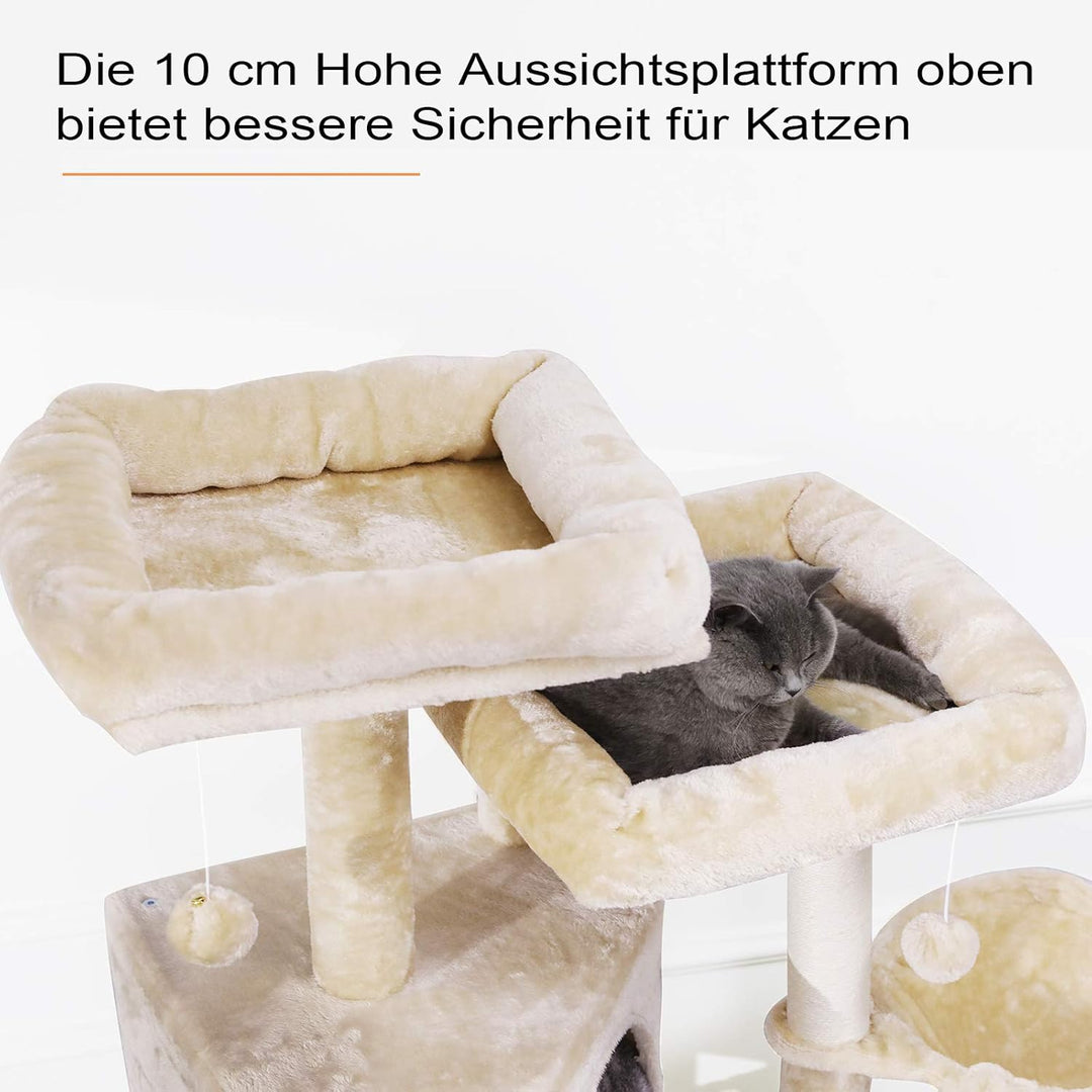 MSmask Kratzbaum gross 153 cm hoch, Katzenbaum für Gross Katzen mit 2 grosser Plattform, gross Höhle