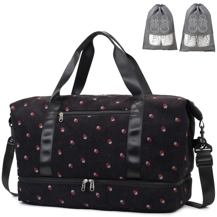 Sporttasche Reisetasche Damen, 40L Weekender Travel Duffle Bag mit 2 schuhbeuteln, Schuhfach & Nassf