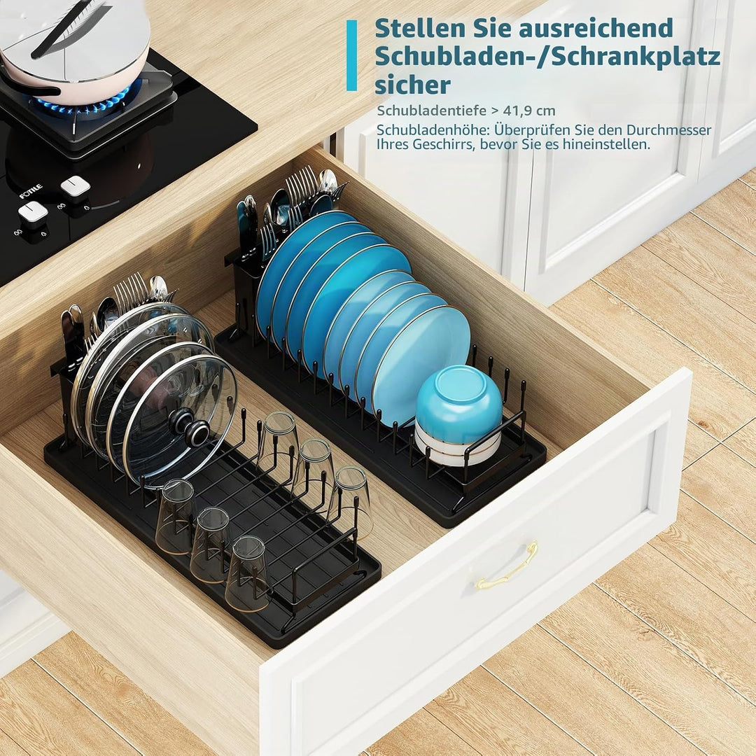 ANTOPY Kleines Kompaktes Abtropfgestell für Küchentheke - Mit Silikon-Abtropfmatte, Edelstahl-Gestel