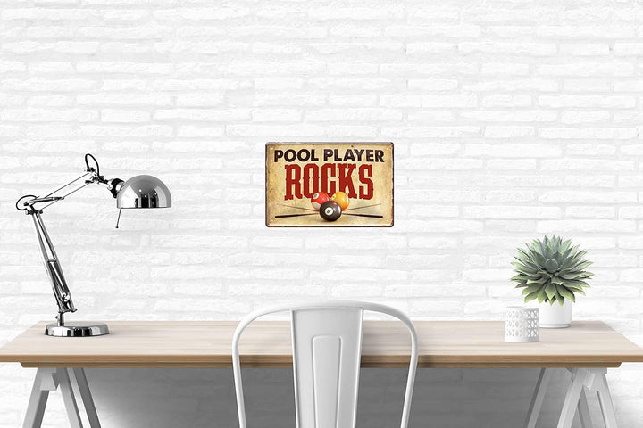Poolbillard Blechschild - Metallschild mit witzigen Spruch für Pool Player - Retro Deko Schild für B