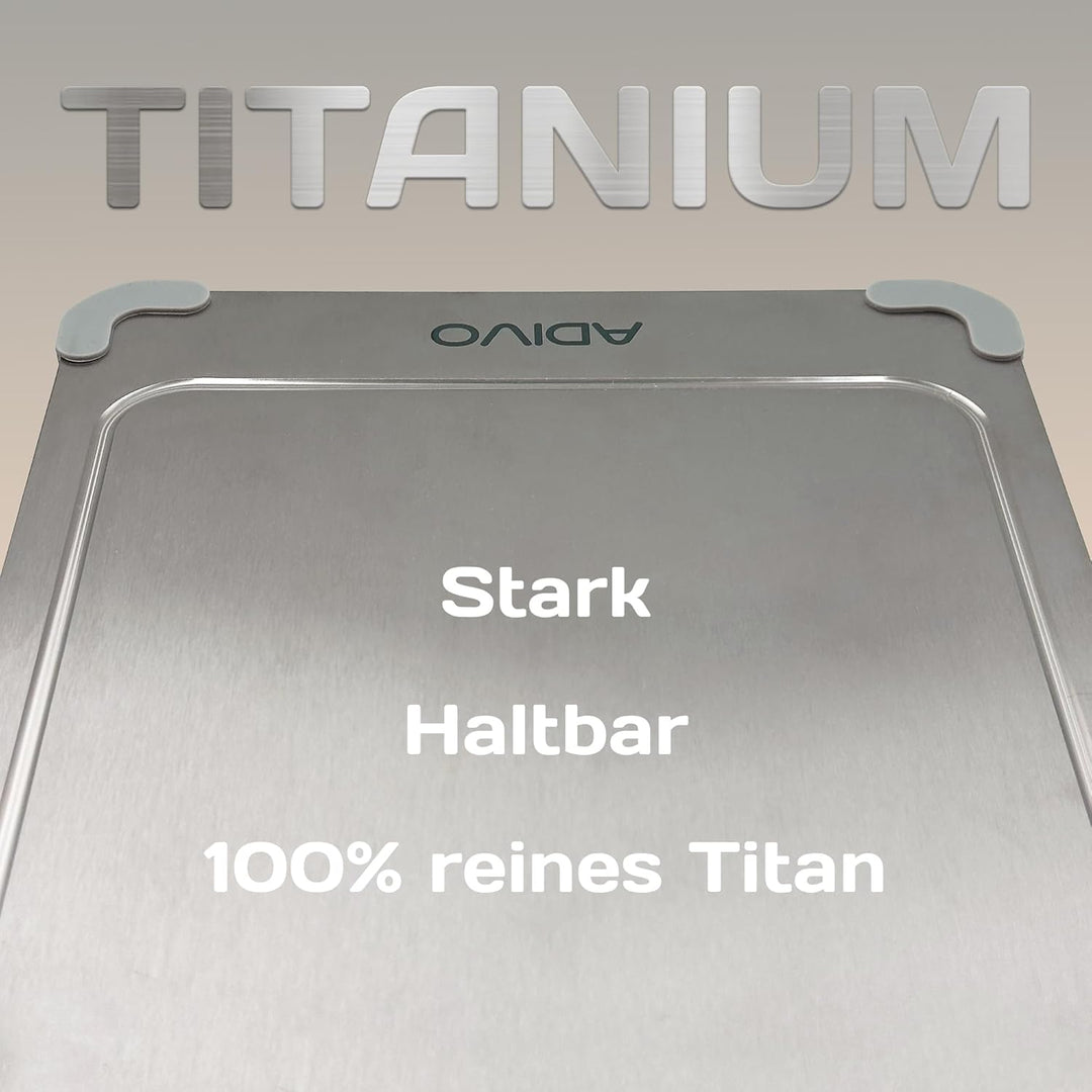 adivo 100% Reines Titan-Schneidebrett, beidseitig nutzbar, ultradünn &amp; leicht, antibakteriell, einfa