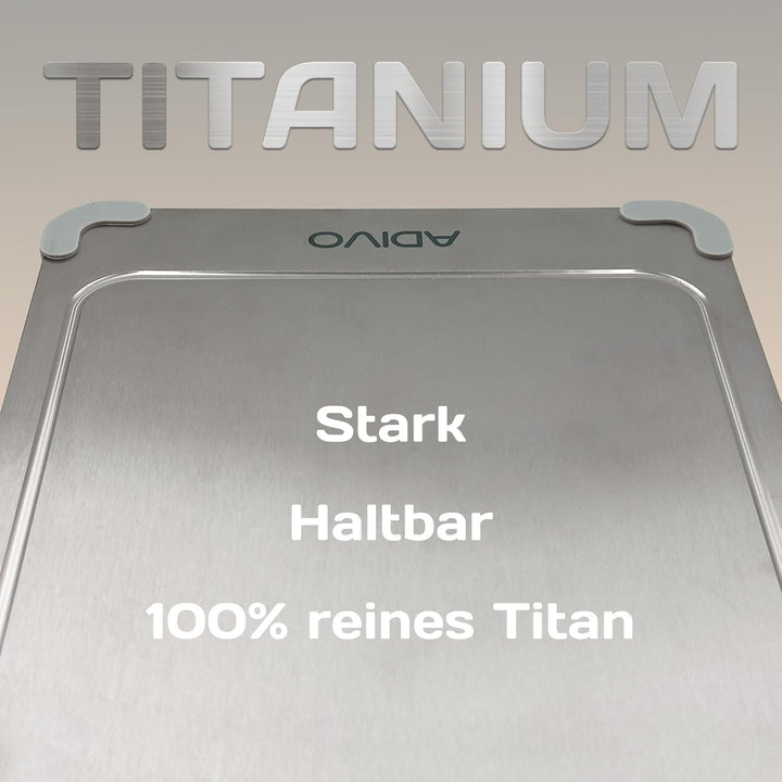 adivo 100% Reines Titan-Schneidebrett, beidseitig nutzbar, ultradünn &amp; leicht, antibakteriell, einfa