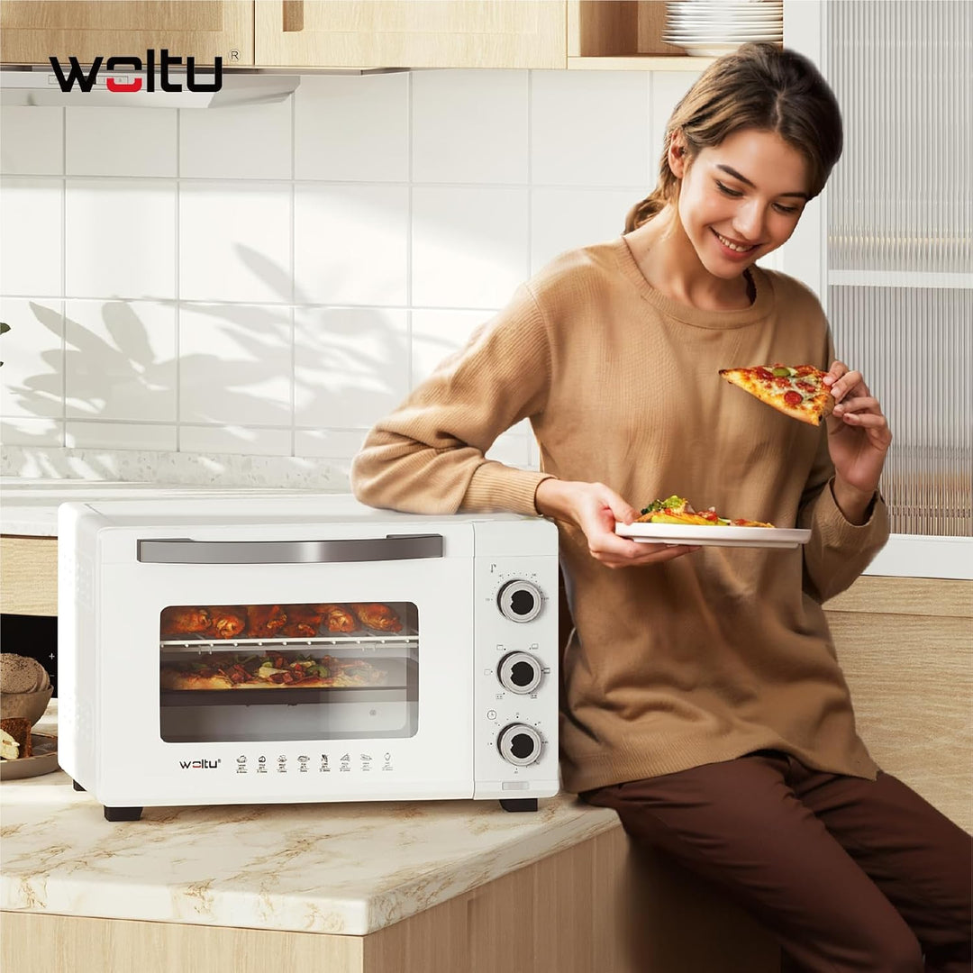 WOLTU Mini Backofen 32 Liter, 1600 Watt Toasterofen | Pizzaofen | Herausnehmbares Krümelblech mit Ti