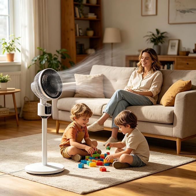 Standventilator für Schlafzimmer Upgraded Raumluftzirkulator Leise | Für den Innenbereich Schwarz, S