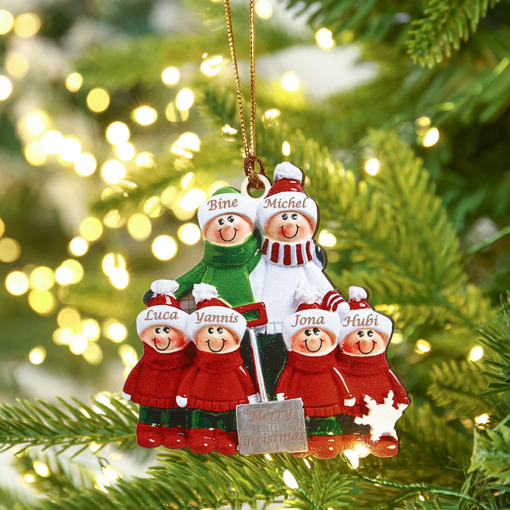 lorajewel Personalisierte Weihnachtsschmuck Anhänger mit 2/3/4/5/6/7/8 Familiennamen Weihnachtsbaum