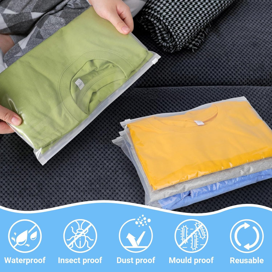 Zip Beutel für Kleidung, 50 Stück 30.5 * 20.5cm Plastiktasche mit Reissverschluss, Wasserdichter Pol