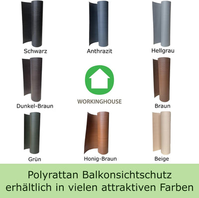 workingHOUSE Terrassen Balkonbespannung 60 cm Höhe - Sichtschutz aus Polyrattan, Sichtschutzstreifen