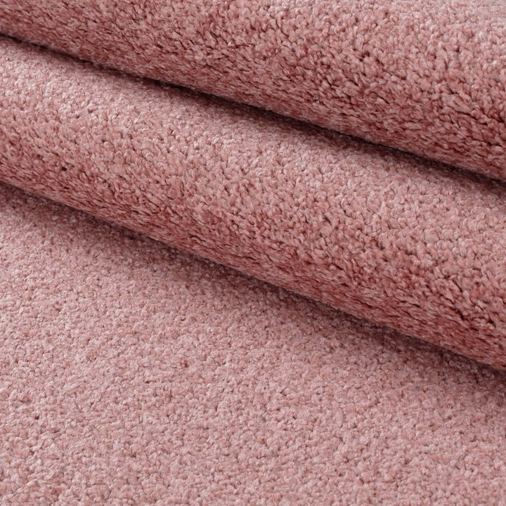 Carpetsale24 Dichter Kurzflor Teppich Wohnzimmer Rosa 80 x 250 cm Modern Einfarbig Design - Flauschi