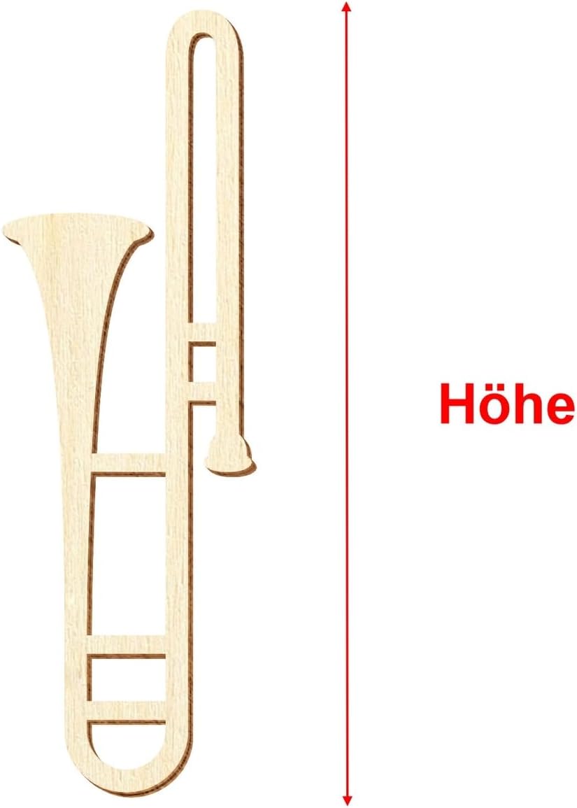 Holz Posaune - Deko Zuschnitte 5-50cm, Grösse:31cm, Pack mit:1 Stück 31cm 1 Stück, 31cm 1 Stück